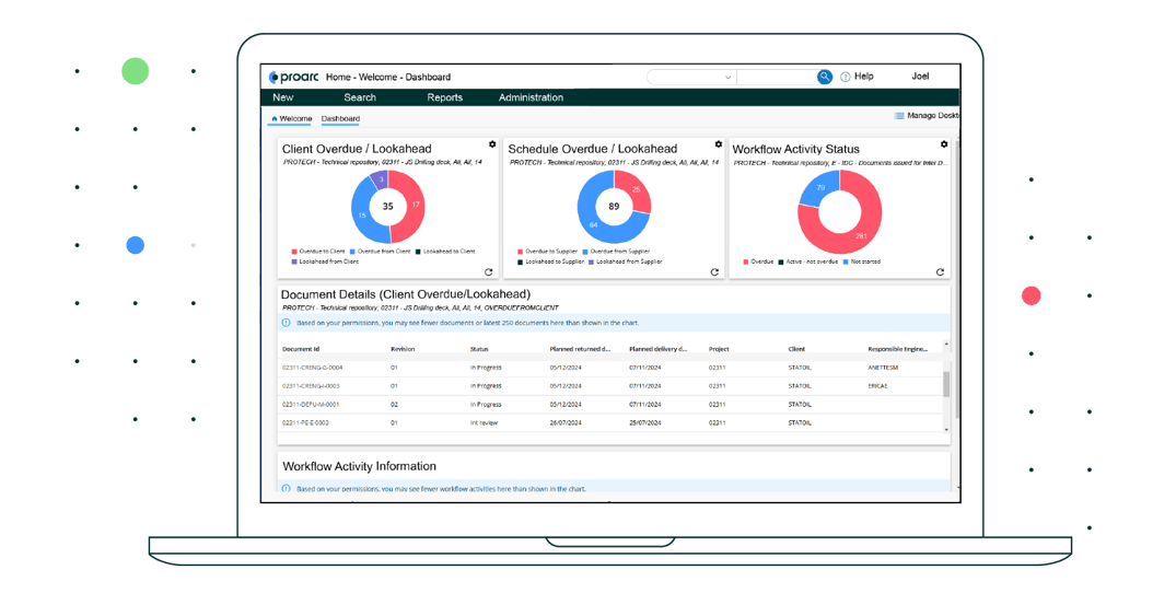 Proarc Engineering Document Management Software Home Dashboard